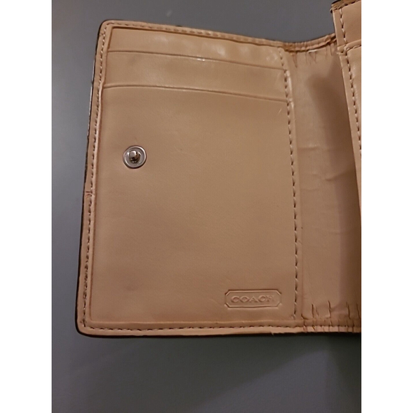 VTG Coach Signature Wallet Leather Bi-Fold Khaki & Brown 4 1/2 x 3 - Picture 6 of 7